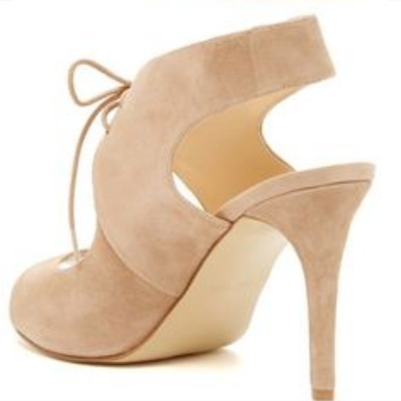 Nine West Suede Sandal Heel Peep Toe Suede Heels - Picture 2 of 2